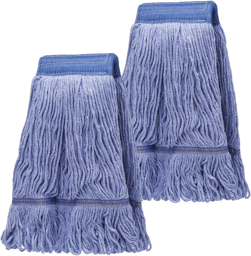 Hakfhsd 2 Pack Mop Head Replacement, Cleaning Heavy Duty Mop Head Commercial Replacement, Wet Industrial Blue Cotton Looped End String Head Refills, Heavy Mop Replace Head, for General and Floor Cleaning - Image 1
